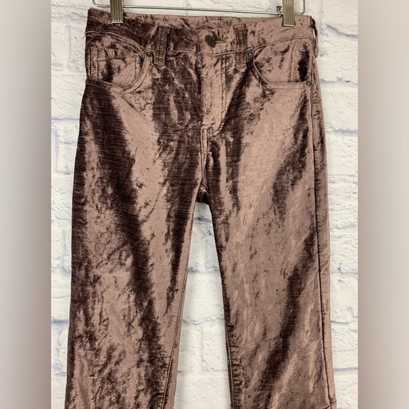 Free People Taupe Brown Velvet Cropped Flare Pants Size 24 Bohemian 90’s Y2K - Picture 6 of 15
